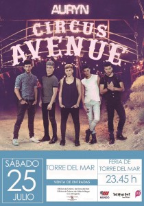 Cartel de Auryn en la feria de Torre del Mar